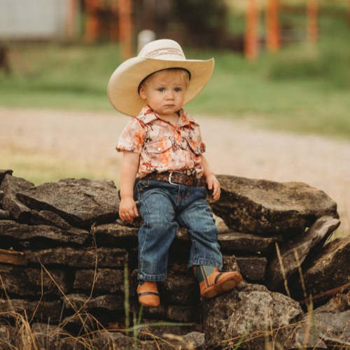 Traveling Cowboy SS Pearl Snap Onesie, (0-18M)