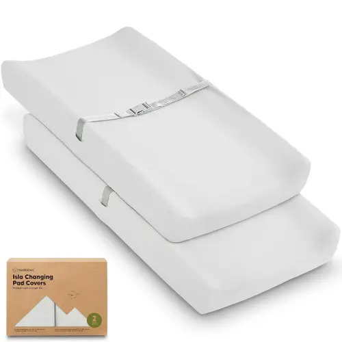 2-Pack Baby Changing Pad Covers for Girl, Boy,Neutral - Soft Viscose Derived from Bamboo Changing Table Pad Cover Sheets,Baby Nursery Diaper Changing Pad Cover,Contour Changing Pad Liner (French Gray)