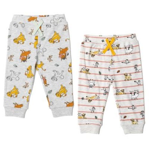 Disney Lion King Pumbaa Simba Timon Newborn Baby Boys 2 Pack Pants gray / white 3-6 Months