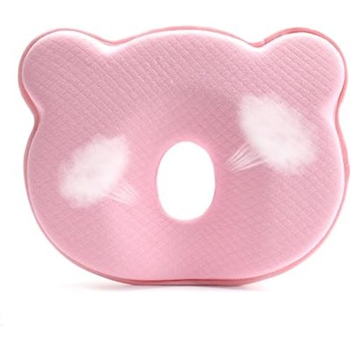 Memory Foam Pillow Soft and Cozy Cartoon Travel Pillow for Small Boys and Girls (Pink)
