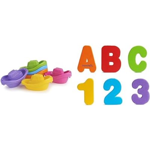 Munchkin® Little Boat Train Baby and Toddler Bath Toy, 6 Piece Set & ® Learn™ Bath Letters and Numbers 36pc Toddler Bath Toy