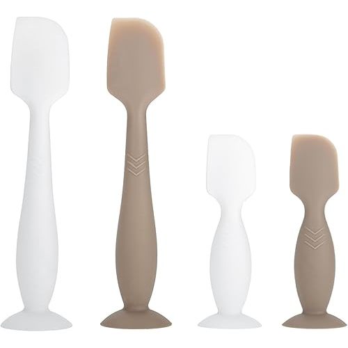 Baby Diaper Cream Spatula Applicator, 4 Pack Baby Butt Spatula Diaper Rash Cream Applicator for Butt Paste Diaper Cream, Newborn Baby Essentials, 2 Large and 2 Mini Sizes (brown, white)