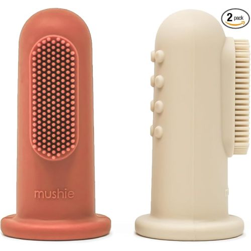 mushie Baby Finger Toothbrush (Clay/Shifting Sand) 2-Pack