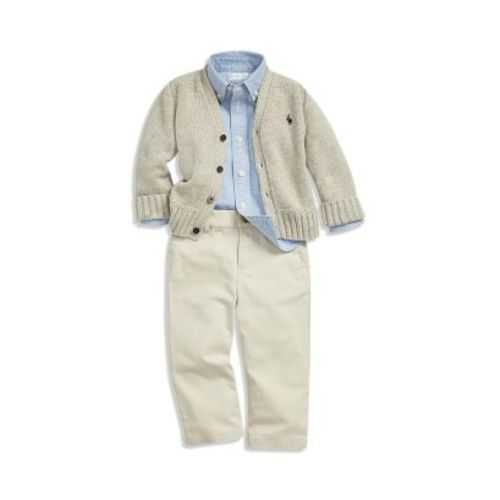 Boys' Cotton Oxford, Pants, and Cardigan - Baby