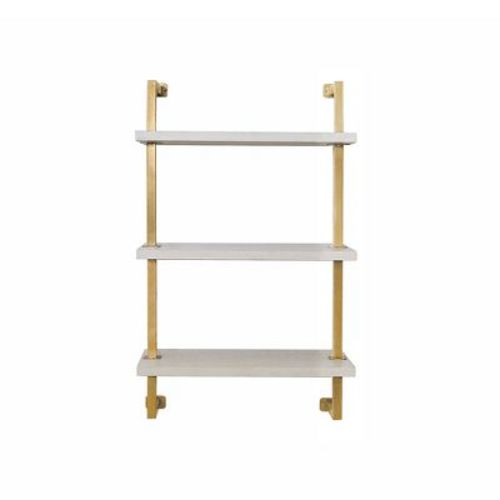 Theo Floating Kids' Shelf Gold/White - Nathan James: Decorative Wall Shelf, Metal Frame, 3 Floating Shelves, Kids Room