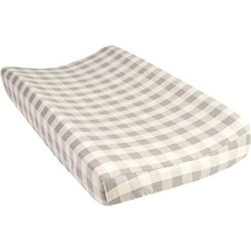 Trend Lab Gray and Cream Buffalo Check Deluxe Flannel Changing Pad Cover, 1 Count (Pack of 1)