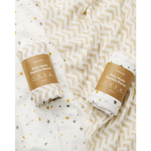 2 packs of Bling Star Soft Swaddle Muslin Blankets for baby