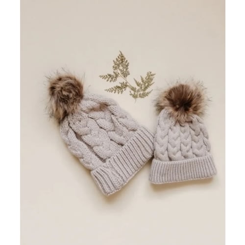 Mommy & Me Cozy Knit Beanie in Beige | Reverie Threads