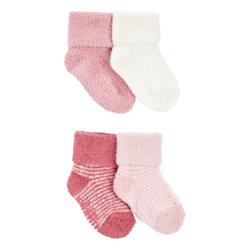 Baby 4-Pack Chenille Foldover Cuff Booties - Pink/White - Carter's | Carter's
