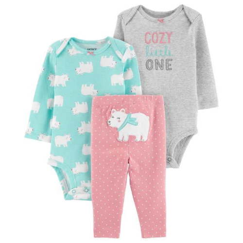 Carters Baby Girls 3 Piece Polar Bear Little Character Bodysuits and Pants Set 24months