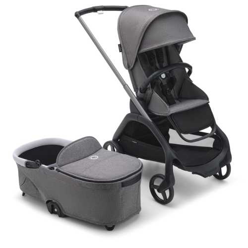 Bugaboo Dragonfly Complete Lightweight Compact Stroller + Bassinet - Graphite / Grey Melange / Grey Melange