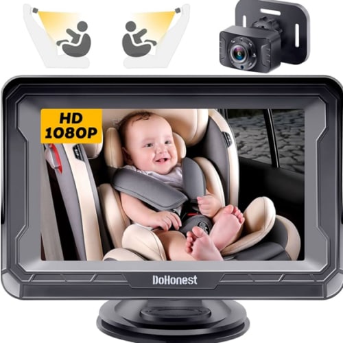 DoHonest Baby Car Camera HD 1080P - Rear-Facing Car Baby Monitor with Night Vision, Adjustable View Angle, Easy Setup, Anti-Glare Display, Safety for Kids & Infants