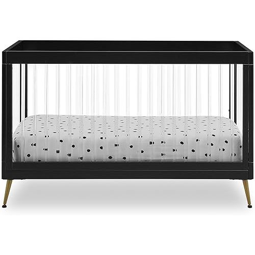 Delta Children Sloane 4-in-1 Acrylic Convertible Crib - Greenguard Gold Certified, Black/Bronze