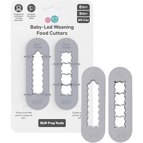 Amazon.com: ezpz Baby Led Weaning Food Cutters | 2 Pack | For Ages 6 Months to 9 Months + (Pewter) : Baby