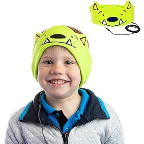 CozyPhones Over The Ear Headband Headphones - Kids Headphones Volume Limited with Thin Speakers & Super Soft Fleece Headband - Whatif Monster
