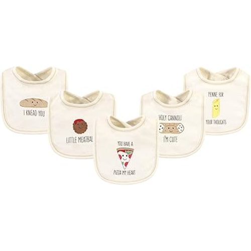 Touched by Nature Unisex Baby Organic Cotton Bibs, Pizza, One Size