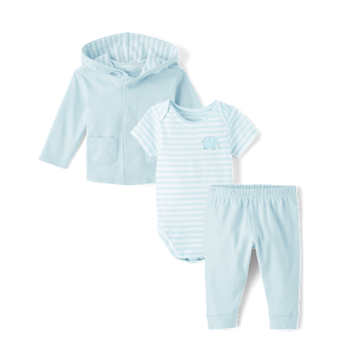 Baby Boys Striped 3-Piece Outfit Set - Blue