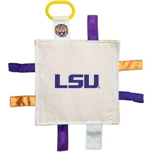 Louisiana State University Crinkle Learning Lovey Sensory Plush Blanket - Tag Toys for Babies - Baby Stroller Toys - Sports Team Pride MVP Registry Gift w/Stroller Clip (8 x 8 Tag Toy)…