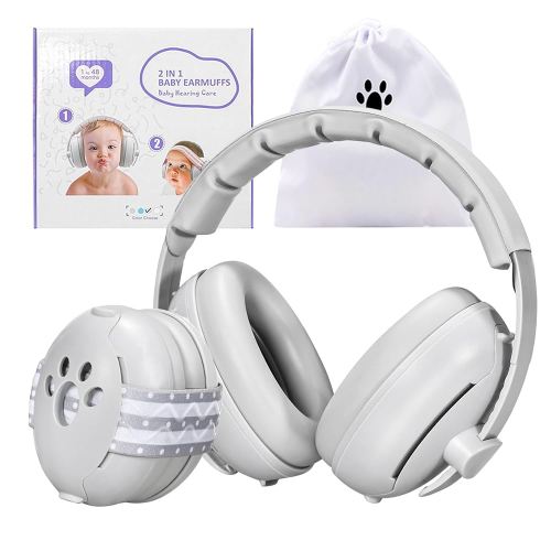 Baby Headphones for Noise Newborn, 2-in-1 Baby Ear Muffs Noise Protection for 0-48 Months Infants Toddler Travel Essentials for Airplane