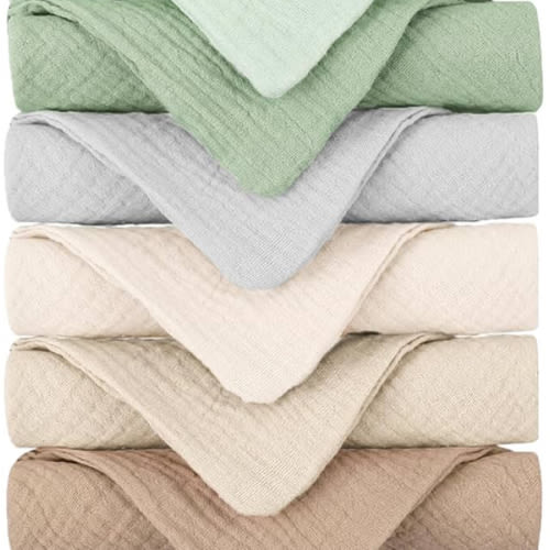 Konssy Baby Muslin Washcloths 7-Pack, 100% Cotton Baby Bath Washcloths, Soft & Absorbent Wash Cloths and Burp Cloths for Newborn Kids Girls & Boys, 11x11 inches