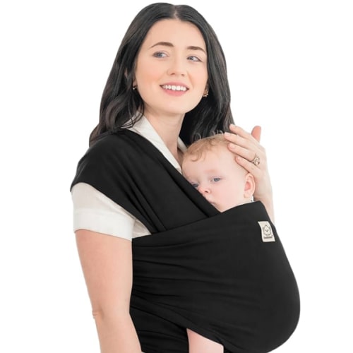 KeaBabies Baby Wrap Carrier - All in 1 Original Baby Carrier Newborn to Toddler Sling, Easy to Wear, Hands Free Bonding, Lightweight, Breathable Infant Wraps (Trendy Black)
