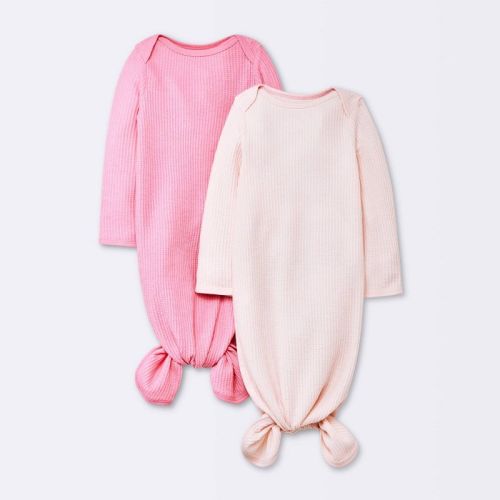 Baby Girls' 2pk Basic Waffle Gowns - Cloud Island™ Pink, Size: 0-3M