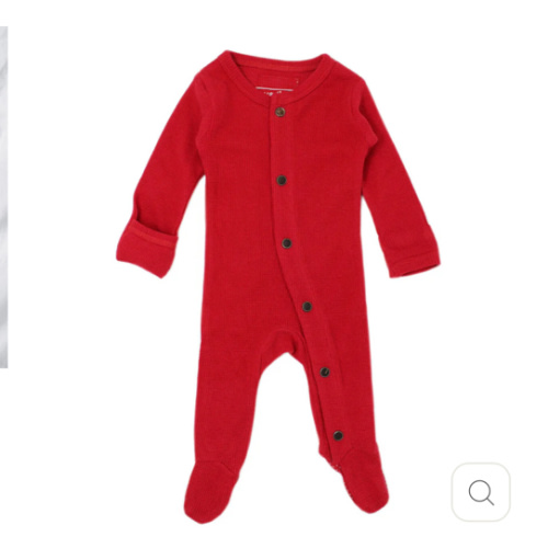 Organic Thermal Footie in Cherry