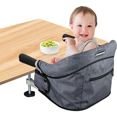 Hook On High Chair, Jozzve Baby High Chair, Portable High Chair for Travel, Foldable Fast Table Chair with Storage Bag, Baby Feeding Seat Clip On High Chair for Home and Travel (Grey)