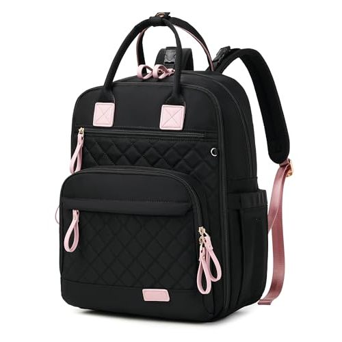 PAOIXEEL 18 Pockets Diaper Bag Backpack with Wet Pockets, Stroller Clips, Convertible Tote Backpack, Black