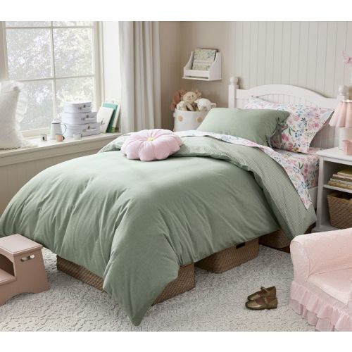 Boys Organic Chambray Reversible Kids' Duvet Cover | Pottery Barn Kids