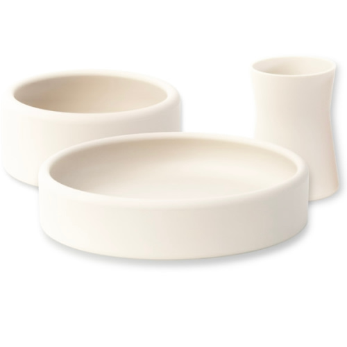 Silicone Plate, Bowl & Cup Set for Babies and Toddlers, Oat Cream