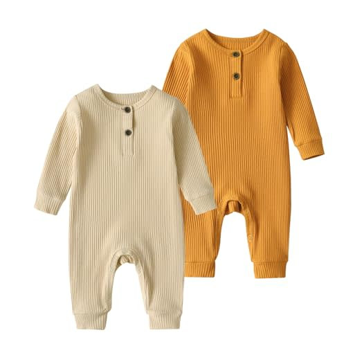 Baby Boy Girl 2 Pack Solid Romper Short/Long Sleeve One Piece Jumpsuits Clothes Sets