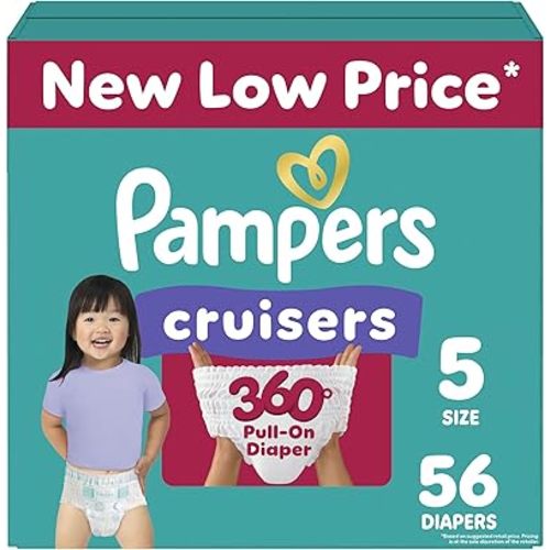 Pampers Diapers - Cruisers 360 - Size 5, 56 Count, Babyproof up to 100% Leakproof Pull-On Diaper