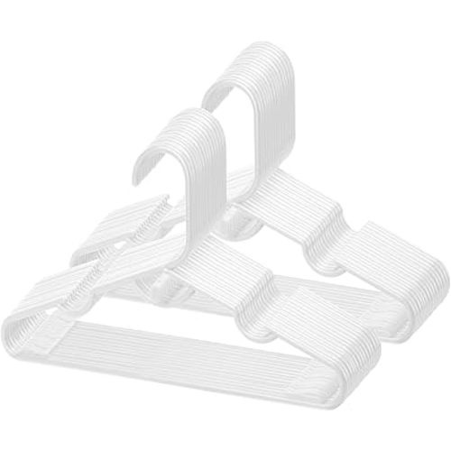 Kids Plastic Hangers, 100 Pack, 11.5 Inch, White, Ideal for Closet, Baby and Toddler Clothes
