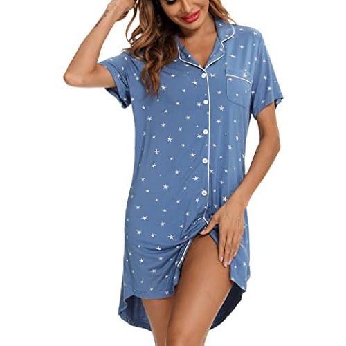 Leikar Maternity Nightgown For Women Nursing Pajamas Long Sleeve Sleepshirt
