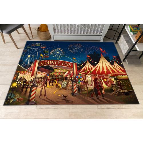 Fun Fair Rug, County Fair Rug, Circus Rug, Kids Room Decor, For Childs, Gift For Boys Girls, Area Floor Rug, Personalized Gift, Room Decor