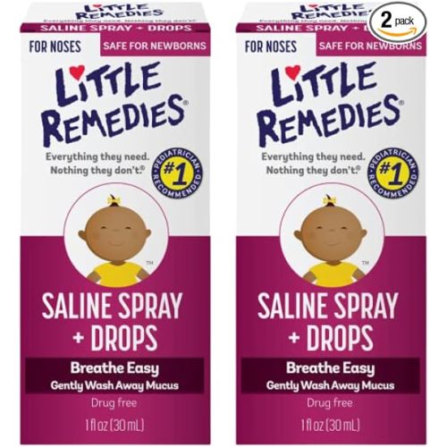 Little Remedies Little Noses Saline Spray Drops, 1 Fl Oz, Pack of 2 - 1 Fl Oz (Pack of 2)