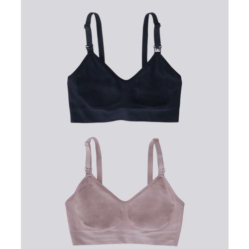 Seamless Nursing + Pumping Bra 2-Pack Bundle Black Mauve