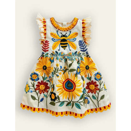 Bee Floral Appliqué Dress