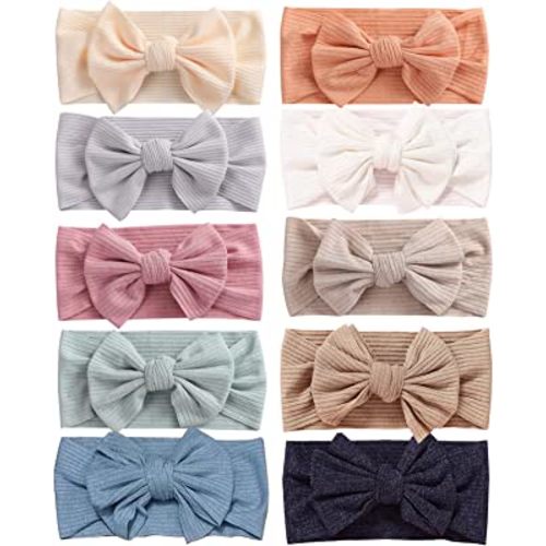 Mookiraer Baby Girls Headbands with Bows Handmade Hair Accessories Stretchy Hairbands for Newborn Infant Toddler Baby Essentials (Figure 10pcs)