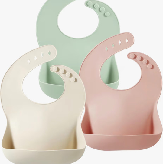 PandaEar Set of 3 Silicone Baby Bibs Waterproof, Soft, Unisex, 10-72 Months