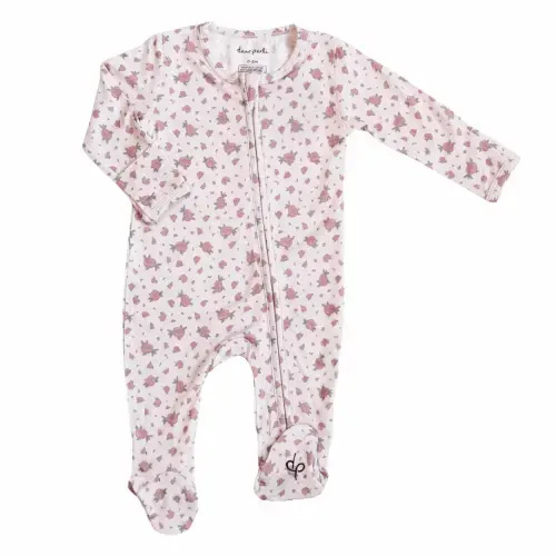 Footie Zippered One Piece in Rosie Posie – Dear Perli