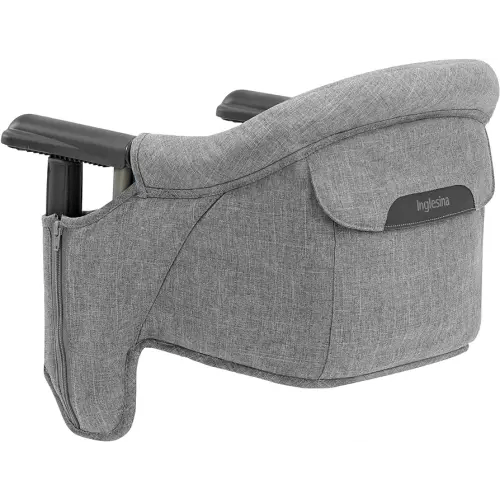 Inglesina Fast Table Chair, Stone Gray Melange - High Chair for Babies & Toddlers 6-36 Months - Fits Tables 0.8'' to 3.35'' Thick - Collapsible, Portable Design - Includes Travel Bag - BPA Free