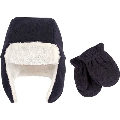 Hudson Baby Unisex Baby Fleece Trapper Hat and Mitten Set