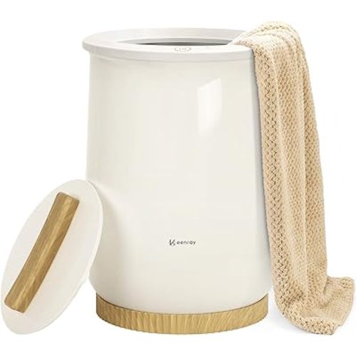 Keenray Towel Warmers, Luxury Bucket Towel Warmer, Large Towel Warmer for Bathroom, Auto Shut Off, Fits Up to Two 40"X70" Oversized Towels, Bathrobes, Blankets, PJ's and More, Creamy White, CL1