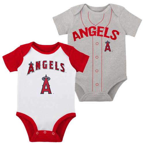 Newborn & Infant Los Angeles Angels White/Heather Gray Little Slugger Two-Pack Bodysuit Set
