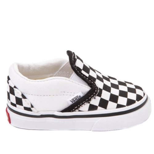 Vans Slip-On Checkerboard Skate Shoe - Baby / Toddler - Black / White | Journeys