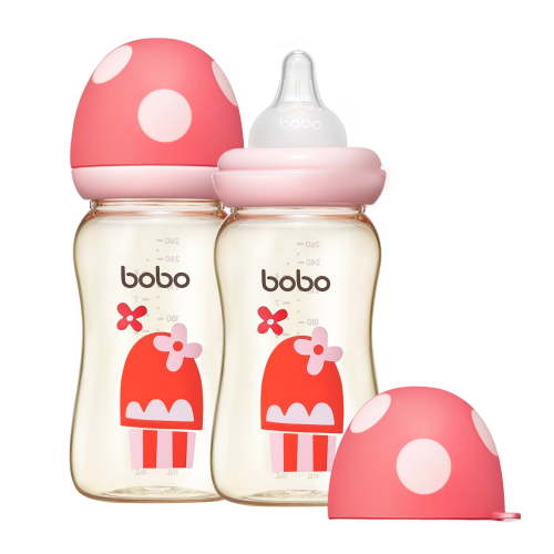 YOHKOH 8.8 ounce,Mushroom Cap PPSU Bottle,Wide-neck Baby Bottle,for 3m+ Infant/Toddler,2pc