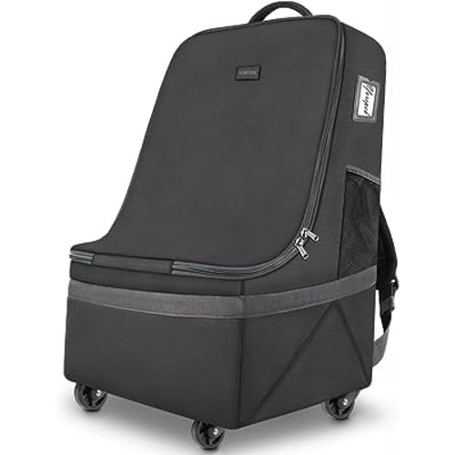 YOREPEK Car Seat Travel Bag with Wheels, Padded Car Seat Backpack, Large Carseat Travel Bag for Airplane, Gate Check Bag, Car Seat Travel Cover with Shoulder Strap, Car Seat Carrier for Airport