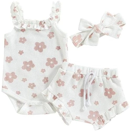 Mubineo Baby Girl 3PCS Summer Boho Romper 3-6m
